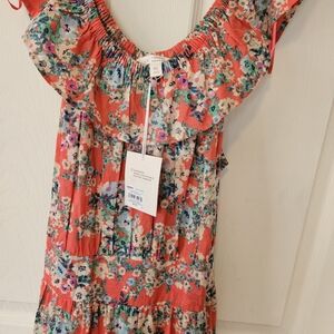LC Lauren Conrad Floral Kids Dress - Coral and Teal